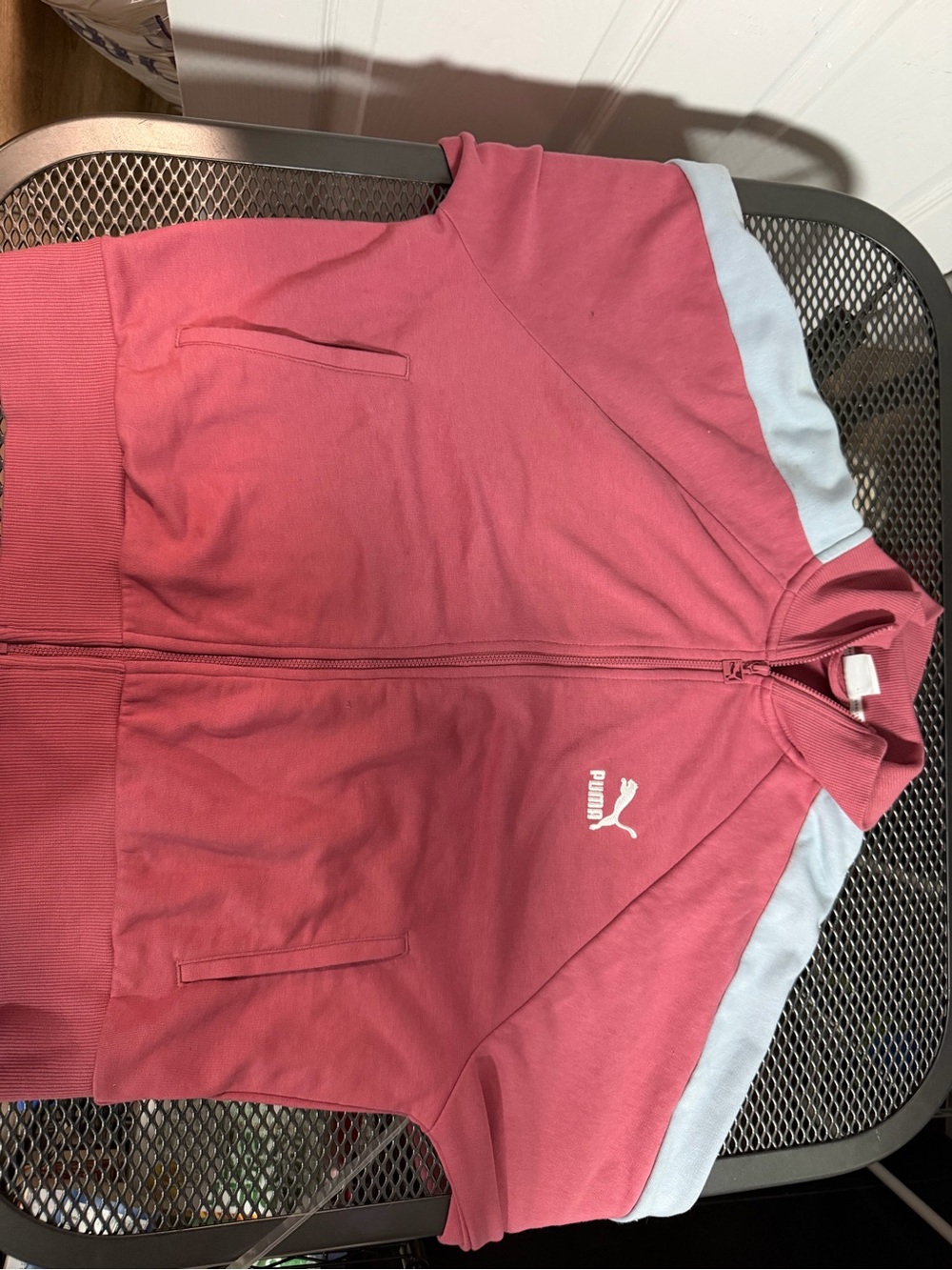 Puma Women's Rose Pink Zip-Up Bomber Jacket with Light Gray Accents